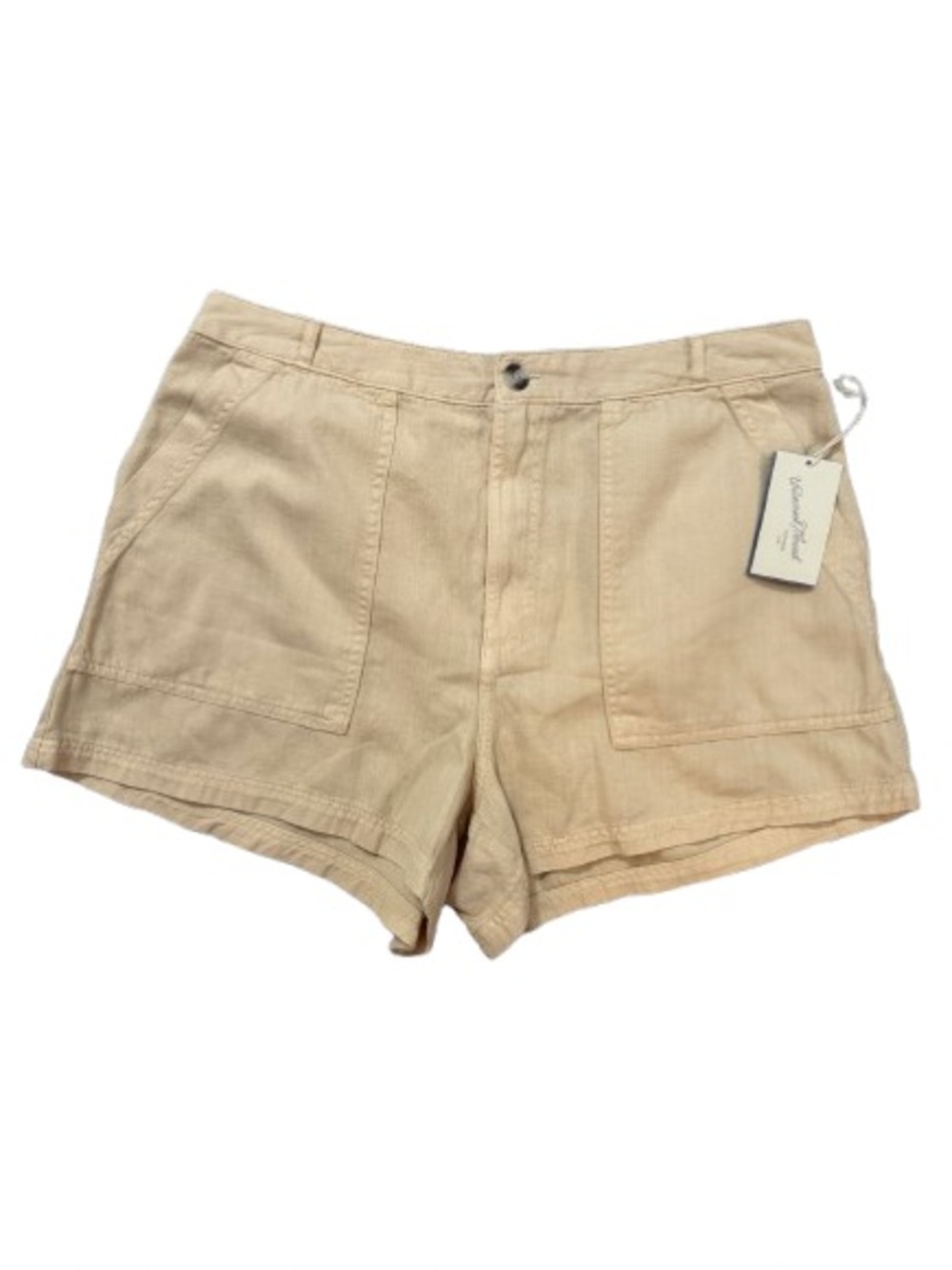 NWT Universal Thread Womens High Rise Linen-Blend Utility Shorts - Tan- Size 14